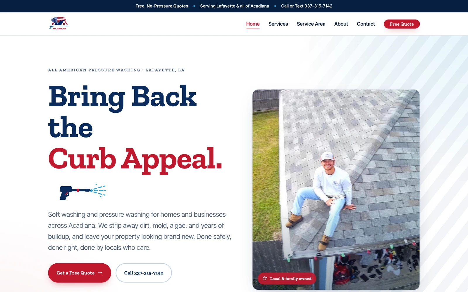 All American Pressure Washing website, built by Malveaux Digital Labs