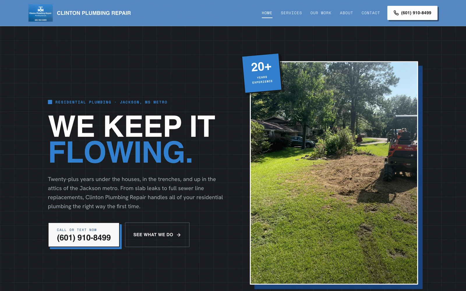 Clinton Plumbing website, built by Malveaux Digital Labs
