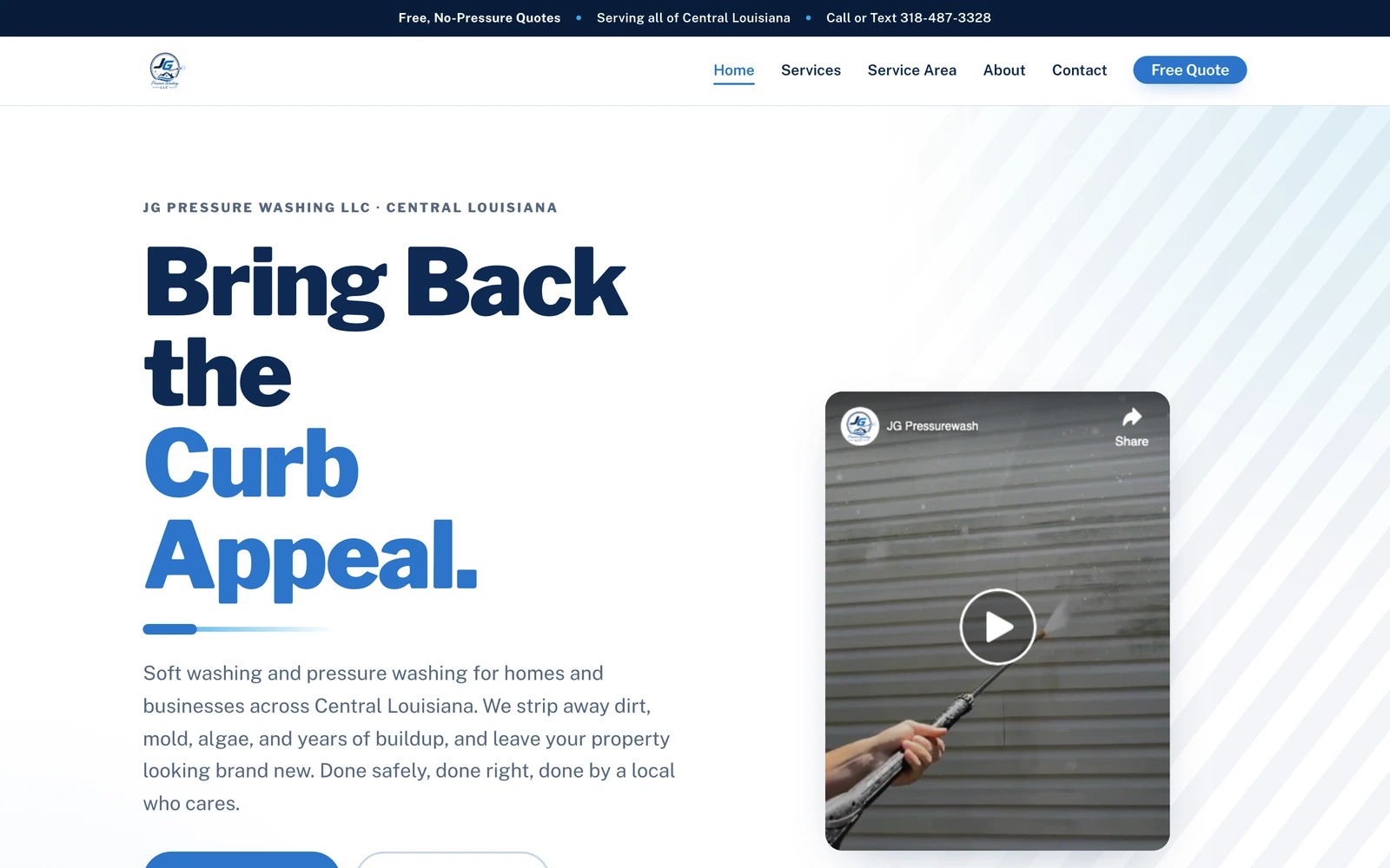 JG Pressure Washing website, built by Malveaux Digital Labs