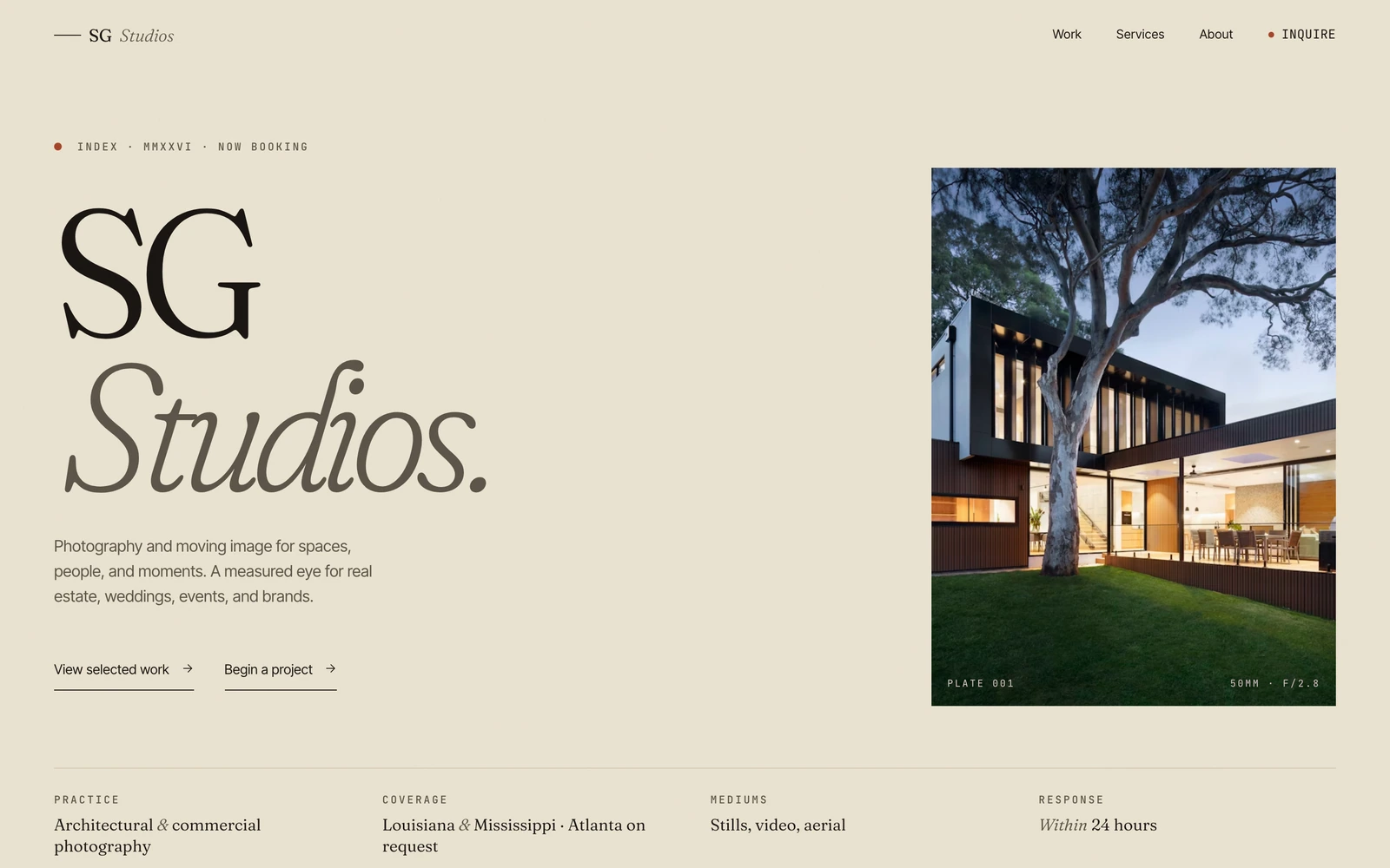 SG Studios website, built by Malveaux Digital Labs