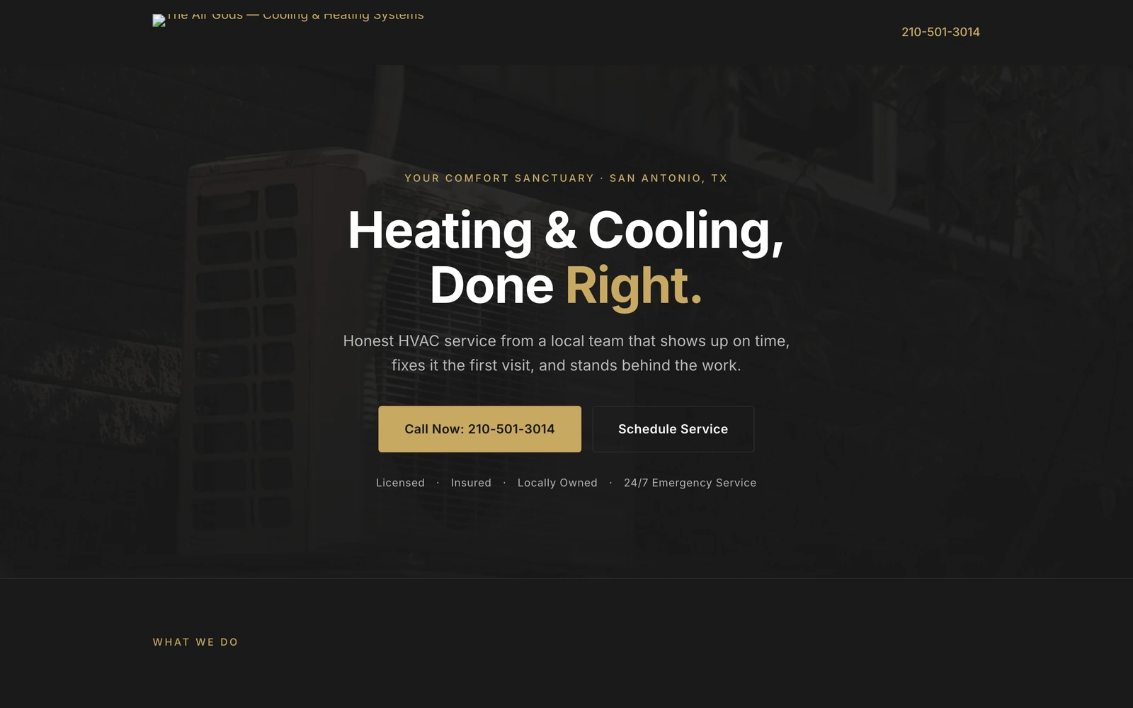 The Air Gods website, built by Malveaux Digital Labs