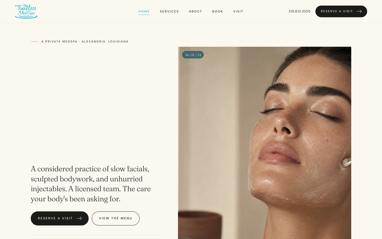 The Timeless Med Spa website, built by Malveaux Digital Labs