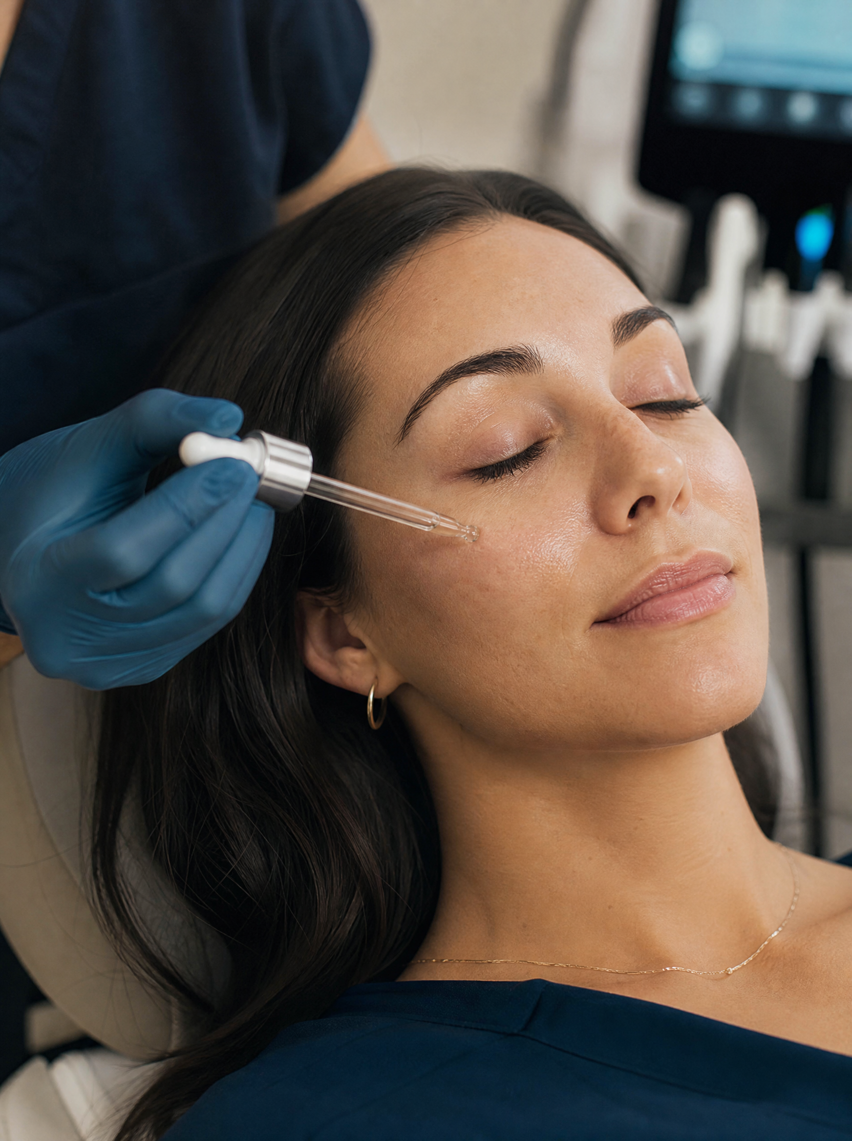 A guest receiving a HydraFacial-style treatment